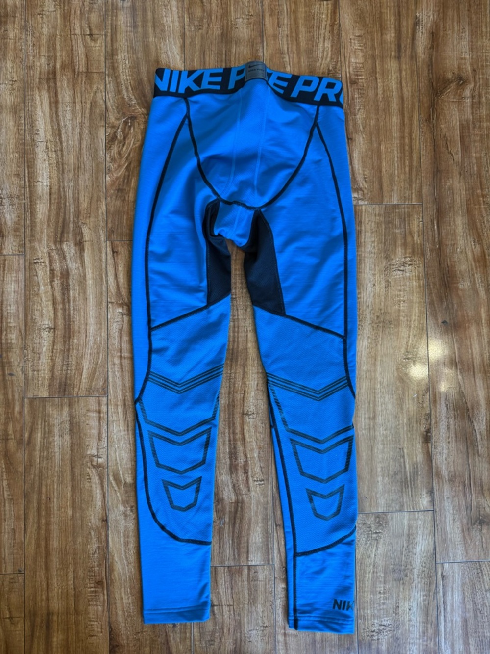 Nike Pro Men’s Blue Black Hyperwarm Compression Tights Size Medium - Picture 7 of 9